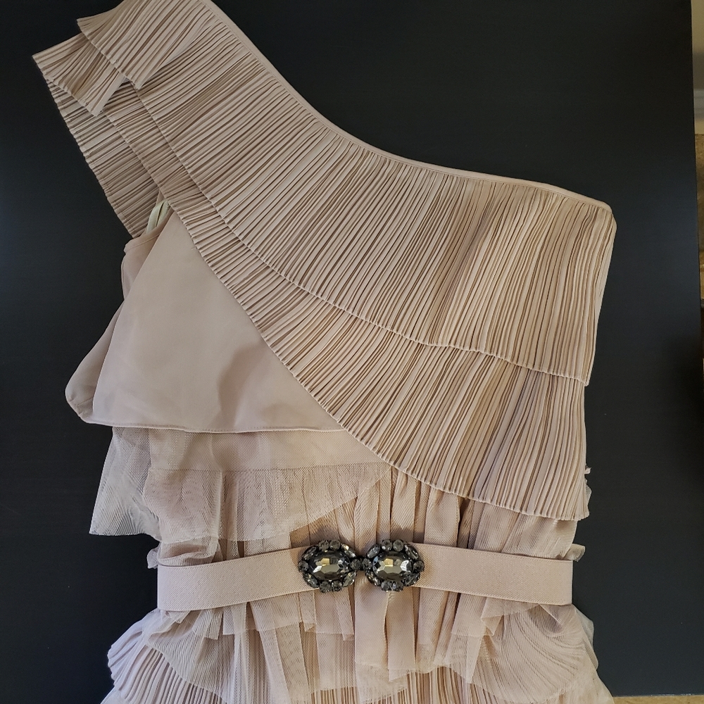 BCBG One-Shoulder Mini Ruffle Dress